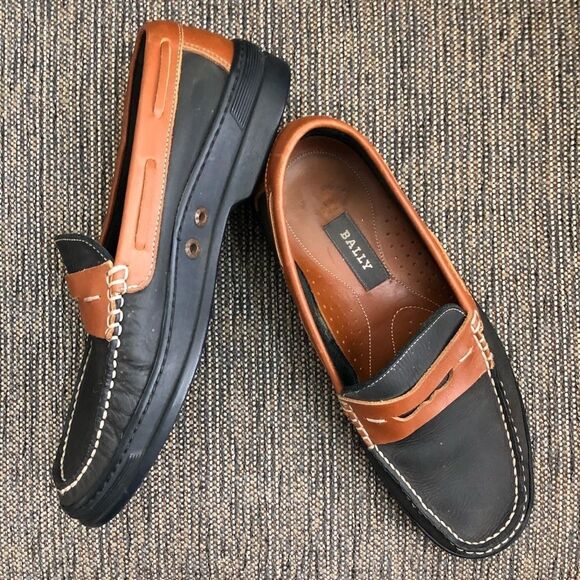 Bally 2 Tone Penny Loafers Mens Size 7 - Picture 1 of 8